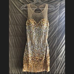 Gold and Silver Faviana Glamour Homecomjng Dress